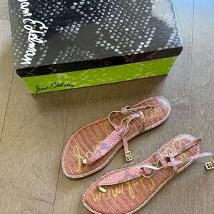 Sam Edelman Pink Croc-Embossed Sandals